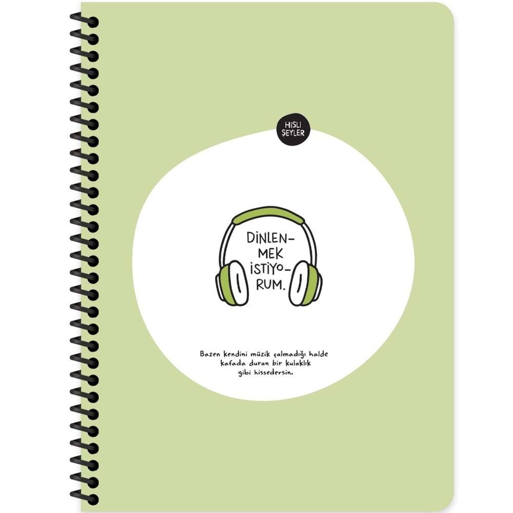 Hisli Şeyler Stickerli Defter Dinlenmek İstiyorum 16,5x22,5 80 Yp.Çiz