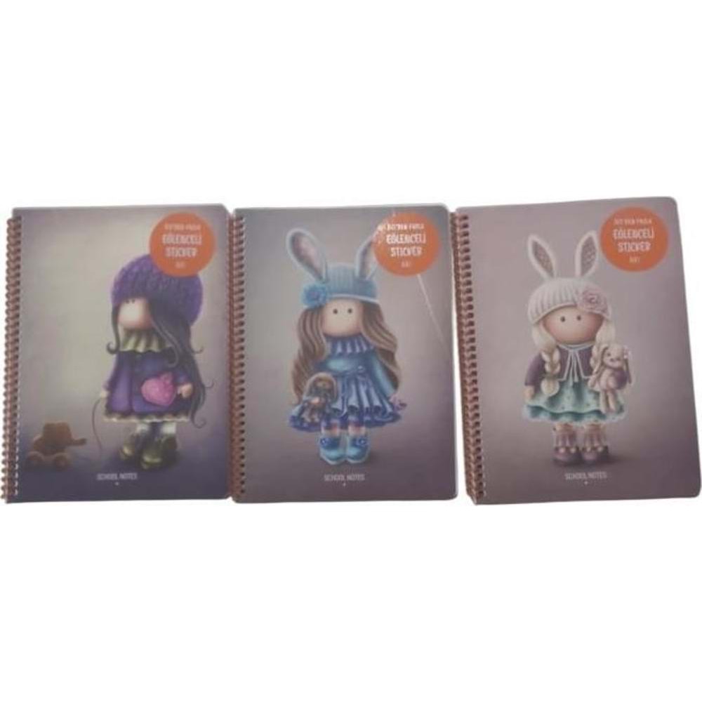 Keskin Color Defter Karton Kapak Spiralli Tilda 16,5x22,5 80 YP Kareli 387642-99