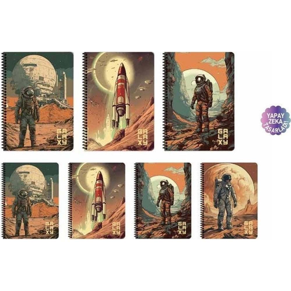 Keskin Color PP Kapak Spiralli Galaxy Defter 16,5x22,5 80 Yp. Çizgili (1 Adet)