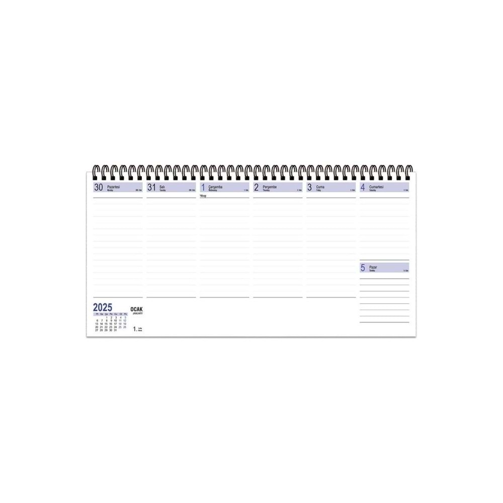 Keskin Color Spr.Haftalık Masa Ajandası Lacivert 16x33,5 2026 Aj-66