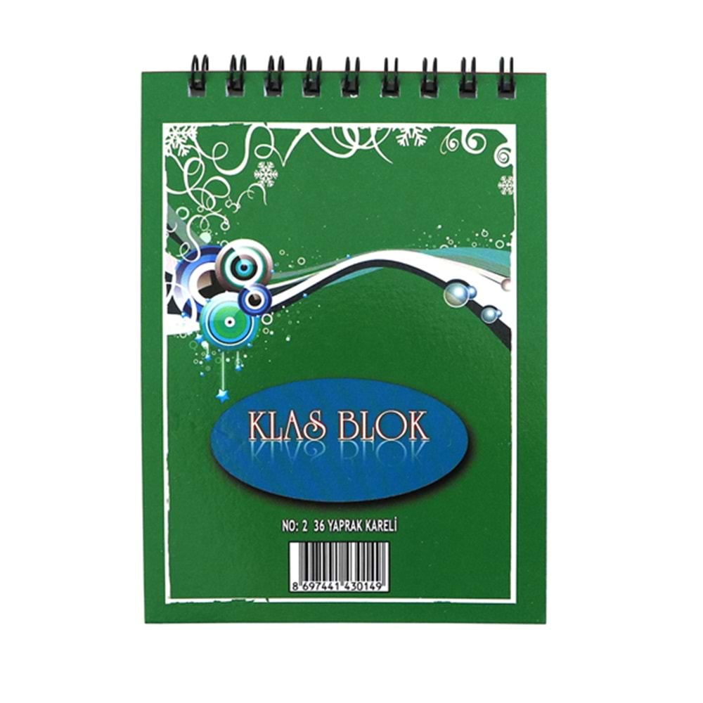 Klas Bloknot Spiralli Kareli No:2 36 YP (1 Adet)