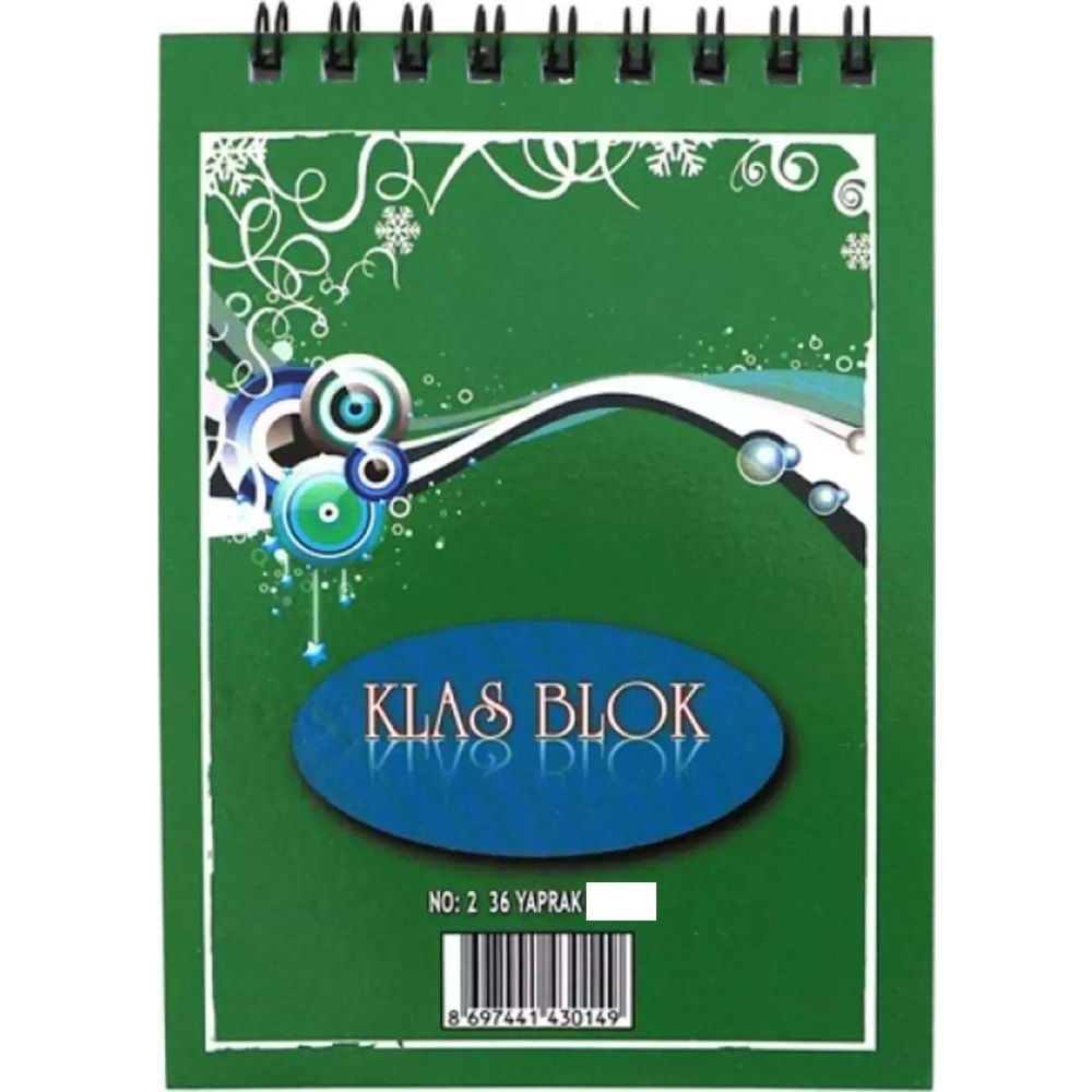 Klas Bloknot Spiralli Çizgili No:2 36 Yaprak (1 Adet)