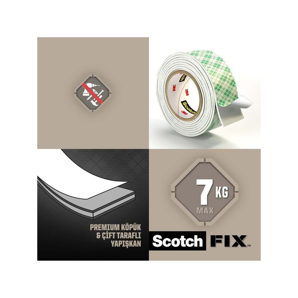 Scotch Güçlü Montaj Bandı 19mmx5m 4496g-1950p 4001