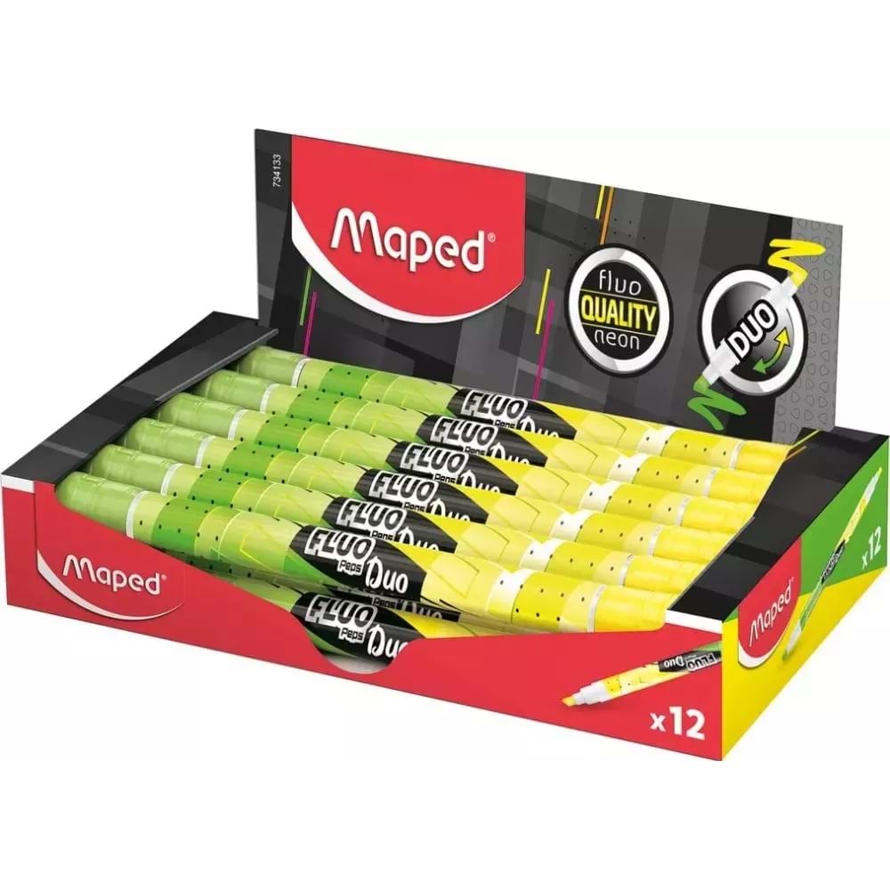 Maped Fosforlu Kalem Fluo Duo Sarı-Yeşil 734133 (1 Adet)