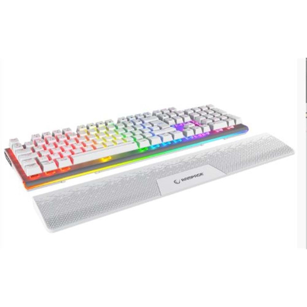 Rampage Carbon Beyaz RGB Q Gaming Oyuncu Klavye Bilek Destekli Red Switch