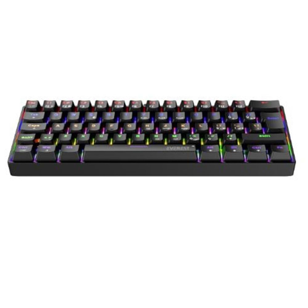 Everest Amber Siyah Type-C Bağlantılı RGB Ledli Mekanik Gaming Oyuncu Klavye Q Red Switch