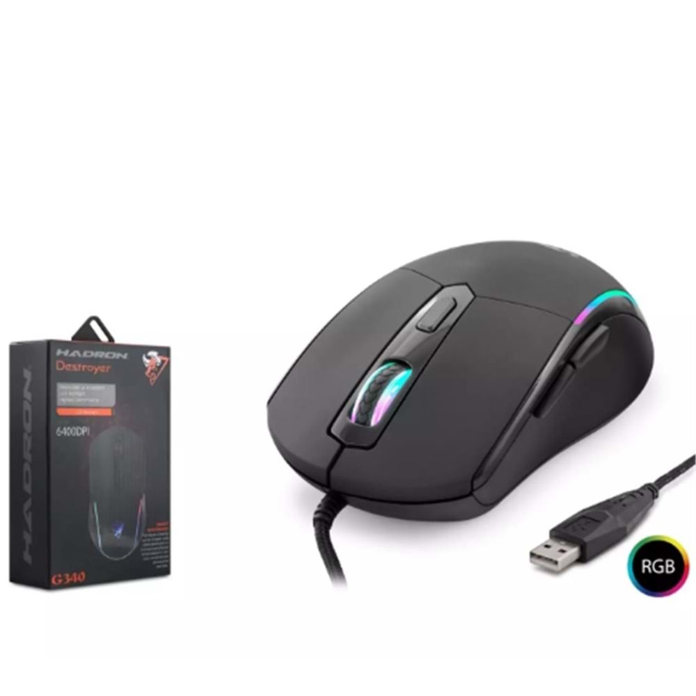 Hadron G330 Shooter 8 Buttons RGB 6400 DPI Usb Oyuncu Mouse (1,50cm Kablo Uzunluğu)