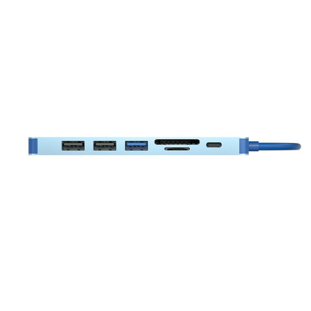 Vcom CUE18 Type-C To Hdmi(4K@30Hz)+Usb3.0+Usb-A2.0+SD2.0+TF2.0+Pd 3.0 100W Çoklayıcı