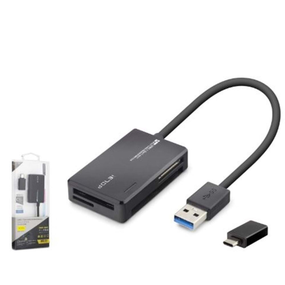 iETOP C313 USB Type-C 3.2 Gen1 All in One Kart Okuyucu CF SD MicroSD MS 5 Gbps Siyah
