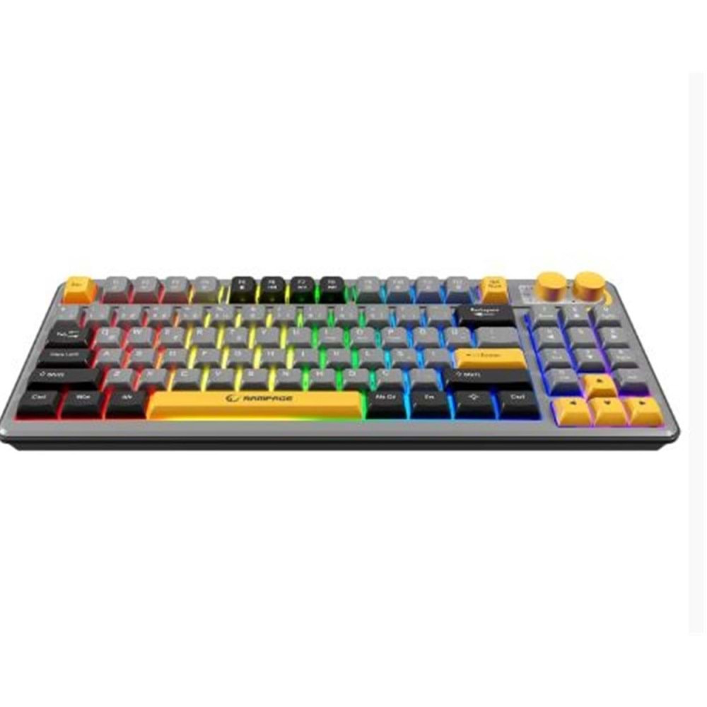 Rampage CYCLONE Gri-Siyah-Sarı USB RGB Aydınlatmalı Q Compact Membrane Gaming Oyuncu Klavye