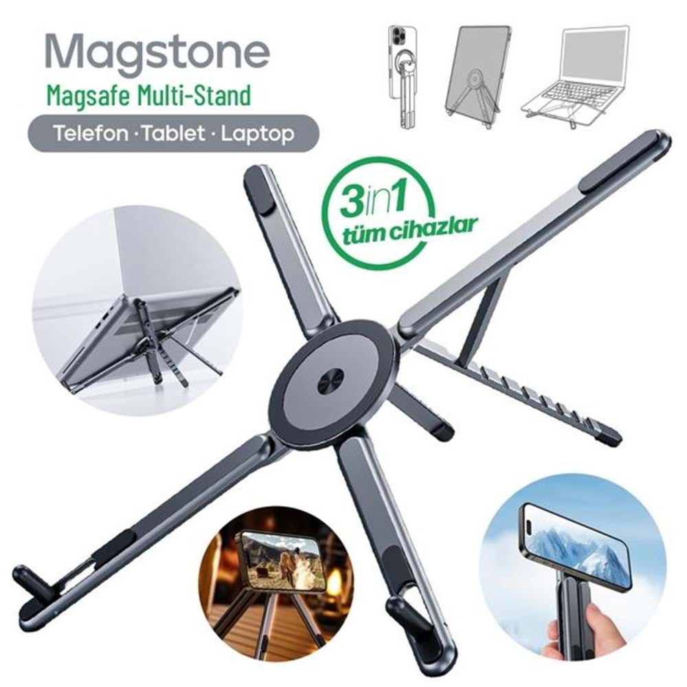 Feny FN-MS10 Magstone 360° Dönebi·len Ayarlanabi·li·r Kademeli· 3i·n1 Magsafe Laptop Stand
