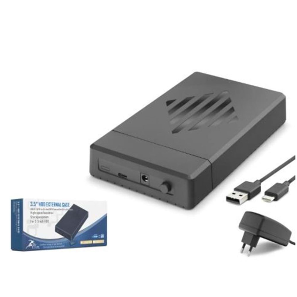 HADRON HDX1794 3.5 İnç SATA HDD Harici Disk Kutusu USB 2.0 Type-C - Siyah