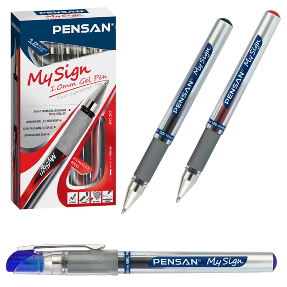 Pensan Roller Kalem My-Sign Jel Bilye Uçlu İmza Kalemi 1.0 MM Mavi 6030 (1 Adet)