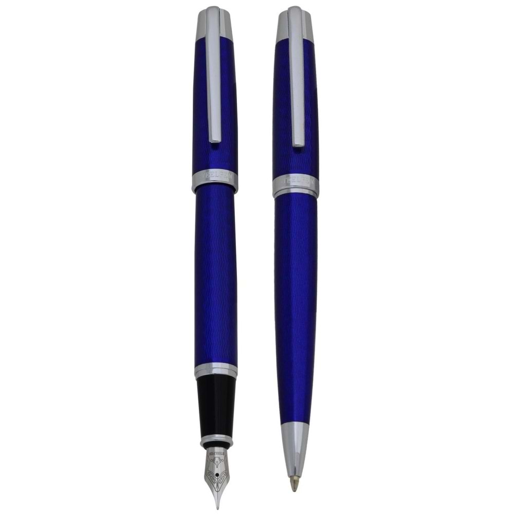 Steel Pen Takım Kalem Dolma+Tükenmez Carens Serisi Mavi 262