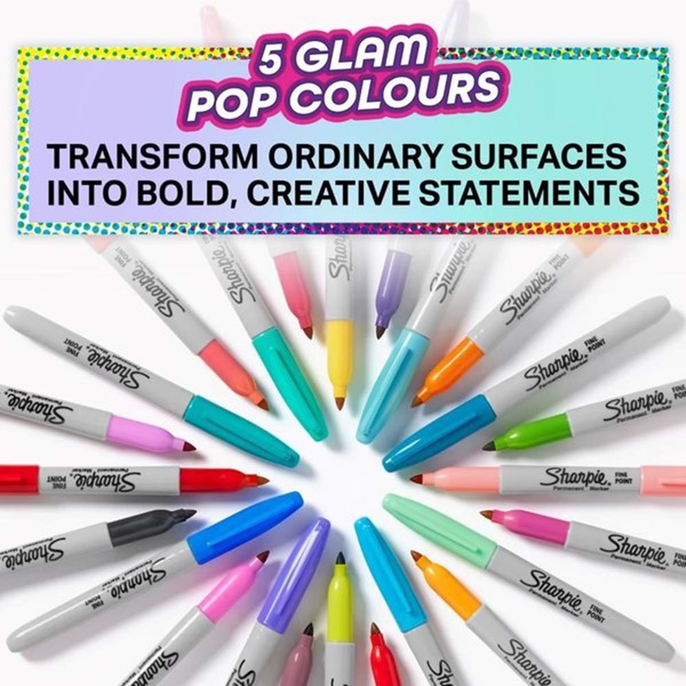 Sharpie Permanent Markör Fine Glam Pop 5 Li Bls