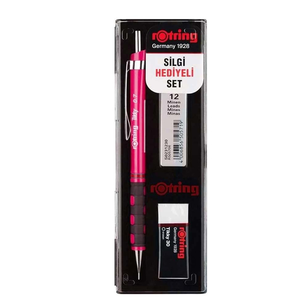 Rotring Okul Seti Tikky Rd 0.7+Min Silgi Hediyeli Ahududu Pembe