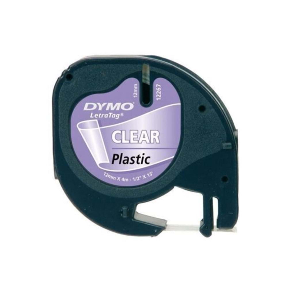 Dymo Letratag Şerit Plastik 12 MMx4 MT Şeffaf Üzerine Siyah 12267