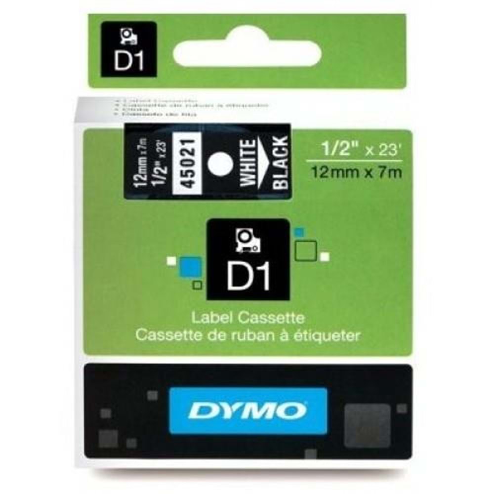 Dymo D1 Yedek Şerit 12mmX 7 Metre Siyah-Beyaz 45021 S0720610