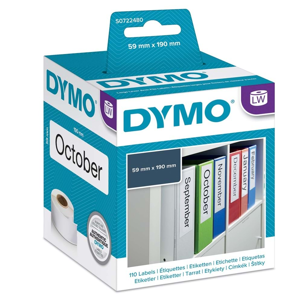 Dymo Lw Geniş Klasör Etiketi 190x59 MM 110 Etiket 99019