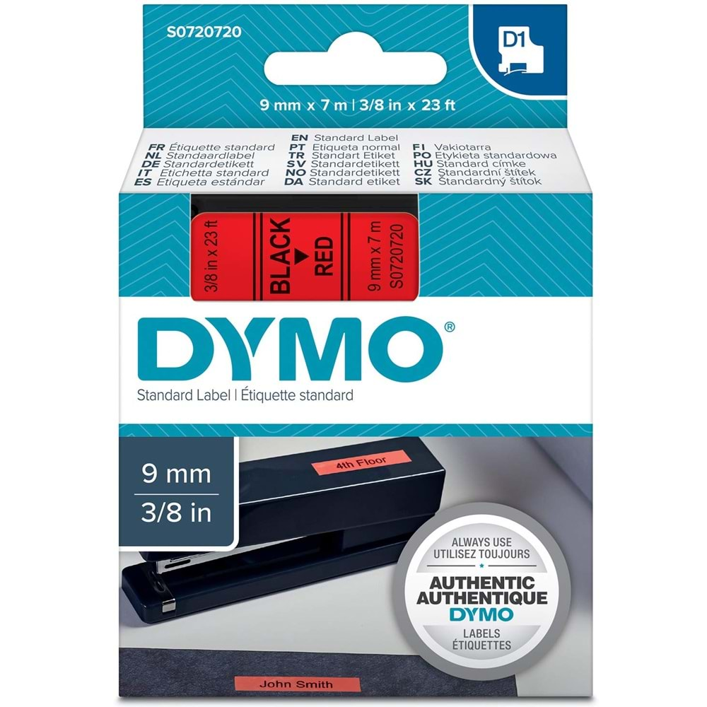 DYMO S0720720 D1 Yedek Şerit 9 mmx7mt Kırmızı-Siyah 40917