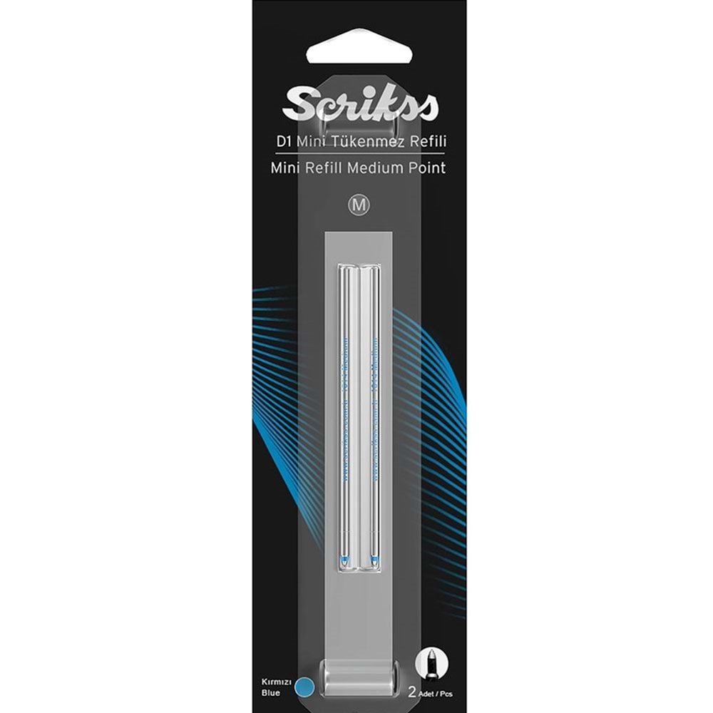 Scrikss D1 Tükenmez Medıum Kısa Refil Mavi Blister (1 Adet)