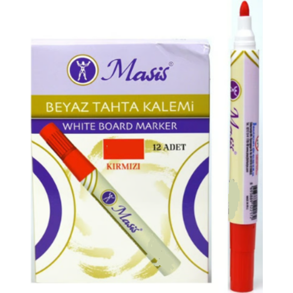 Masis Beyaz Tahta Kalemi Kırmızı 12ad Kutu Wm03-k