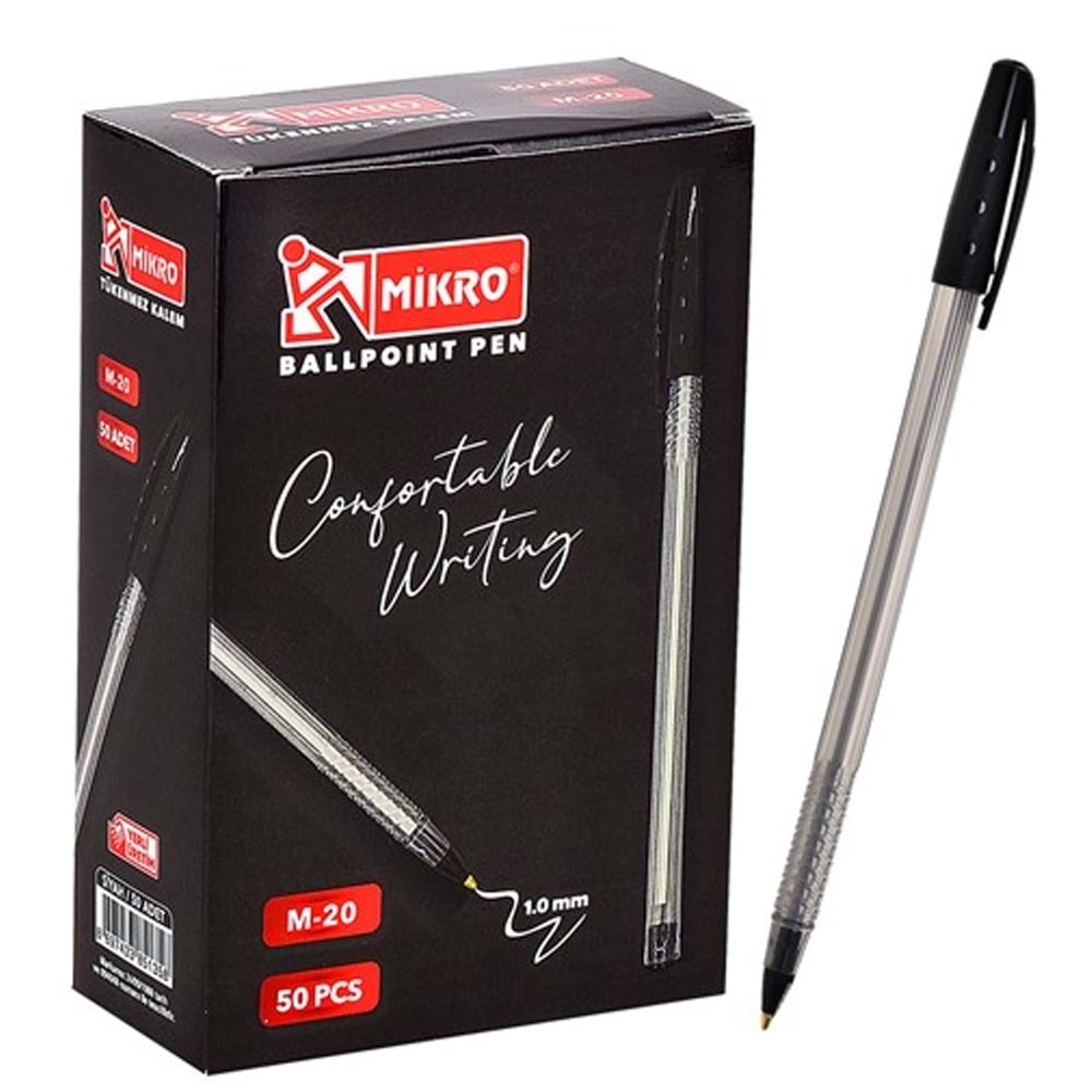 Mikro Tükenmez Kalem 1.0 mm Siyah M-20 (1 Adet)