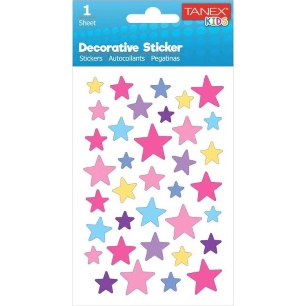 Tanex Stickers Eu Puffy Damla Etiket Yıldız Serisi 6 Ad.Tnx-25017