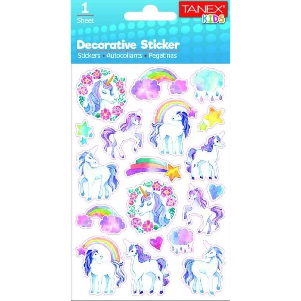 Tanex Stickers Eu Puffy Damla Etiket Unıcorn Serisi 5 Ad. Tnx-25074