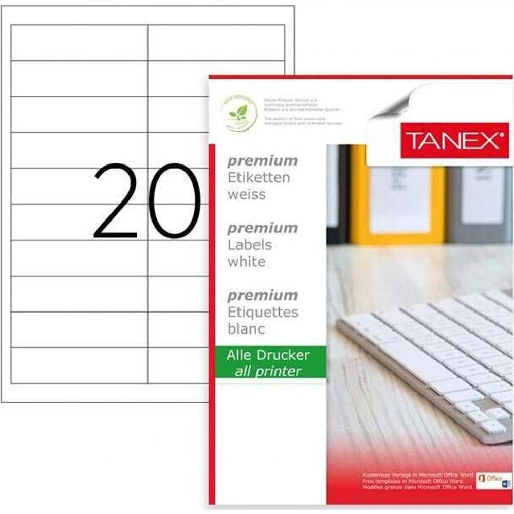 Tanex Laser Etiket 95x26 MM 100 Ad. Tw-2020