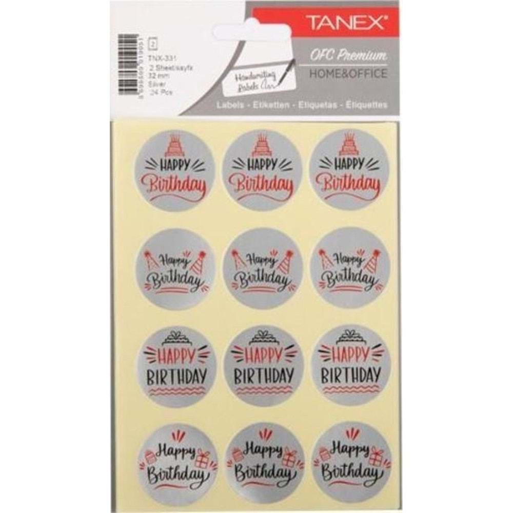 Tanex Doğum Günü Etiketi 32 MM Sılver Tnx-331 (1 Adet)