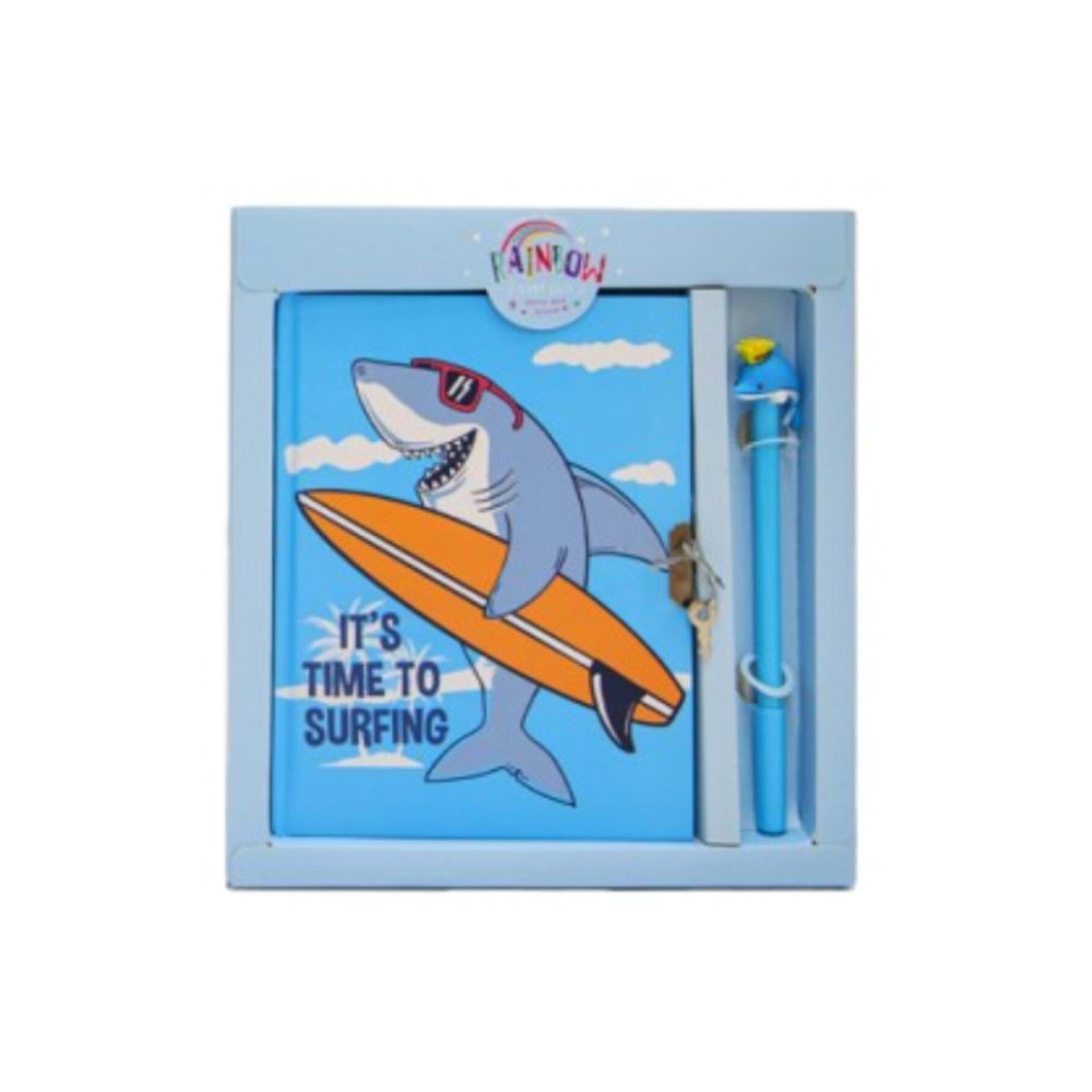 Unıck Color Hatıra Defteri Kilitli Shark Area Kalemli