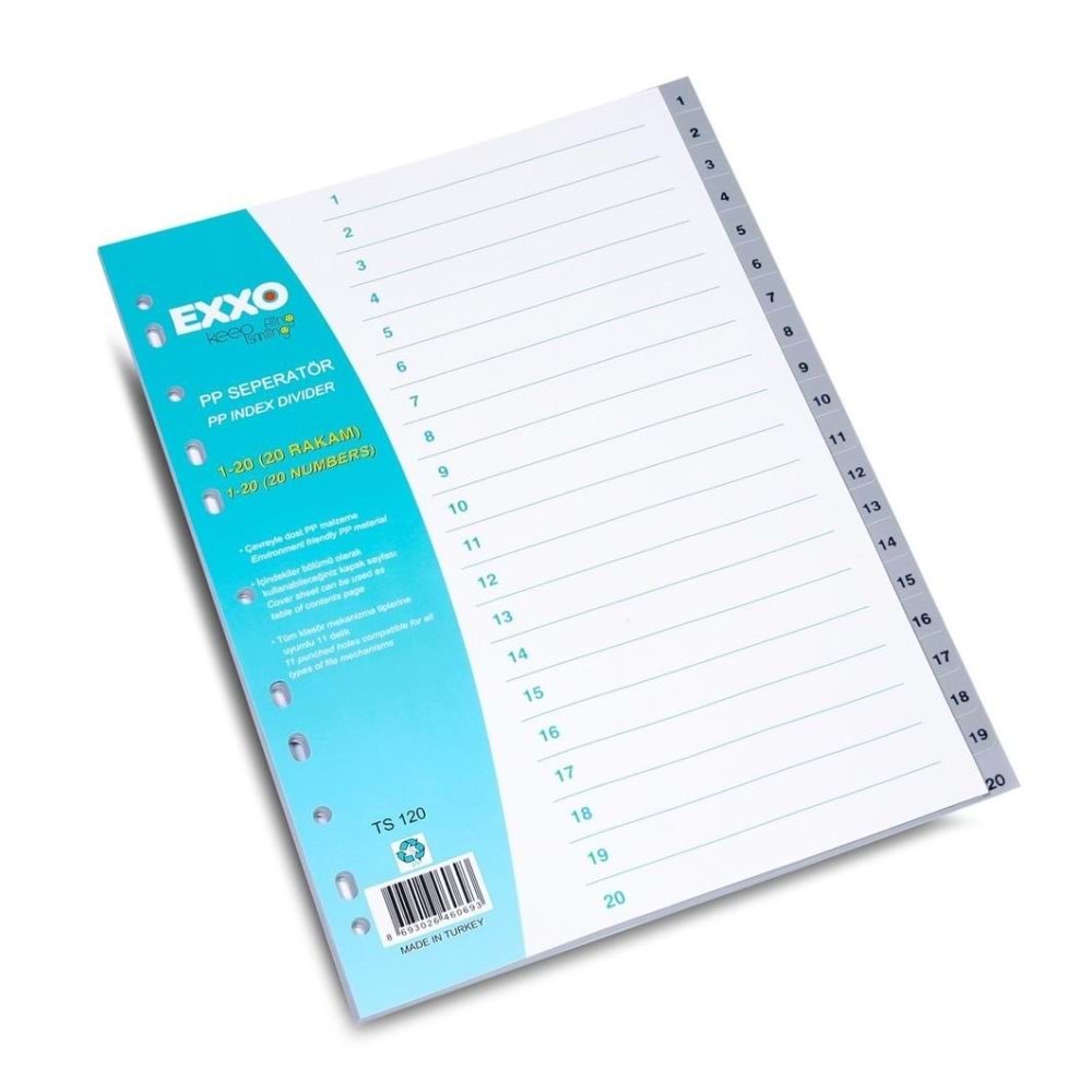 Exxo Seperatör 1-20 Rakamlı Plastik A4 TS-120