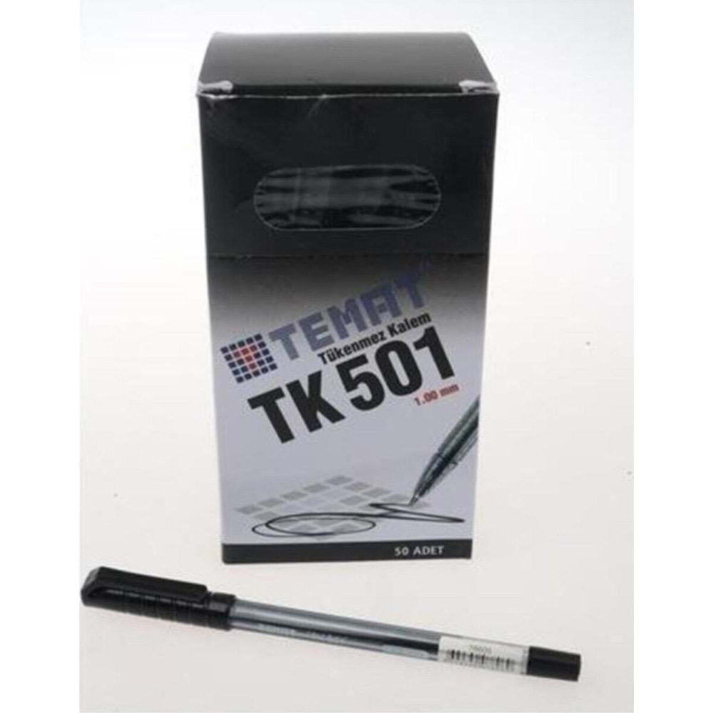 Temat Tükenmez Kalem 1.0 mm Siyah TK501 (1 Adet)