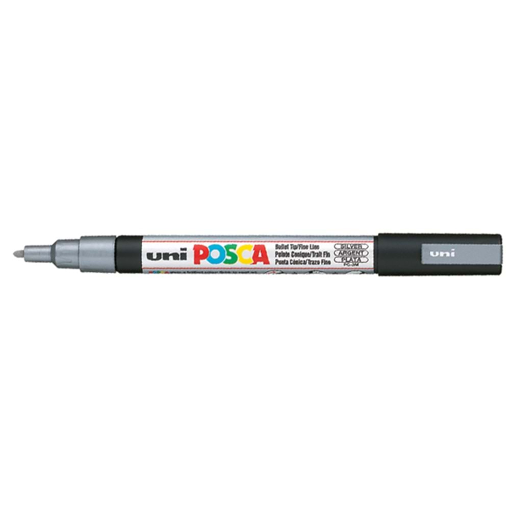 Uni-Ball Markör Boyama Posca Su Bazlı Poster 0.9-1.3 MM Gümüş PC-3M (1 Adet)