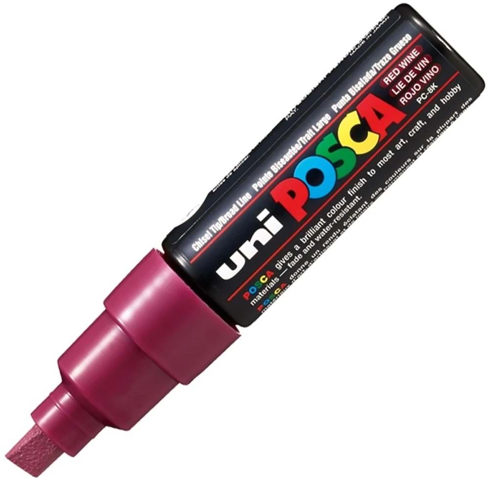 Uni-Ball Posca 8.0 Su Bazlı Poster Markörü Şarap Kırmızı PC-8K (1 Adet)