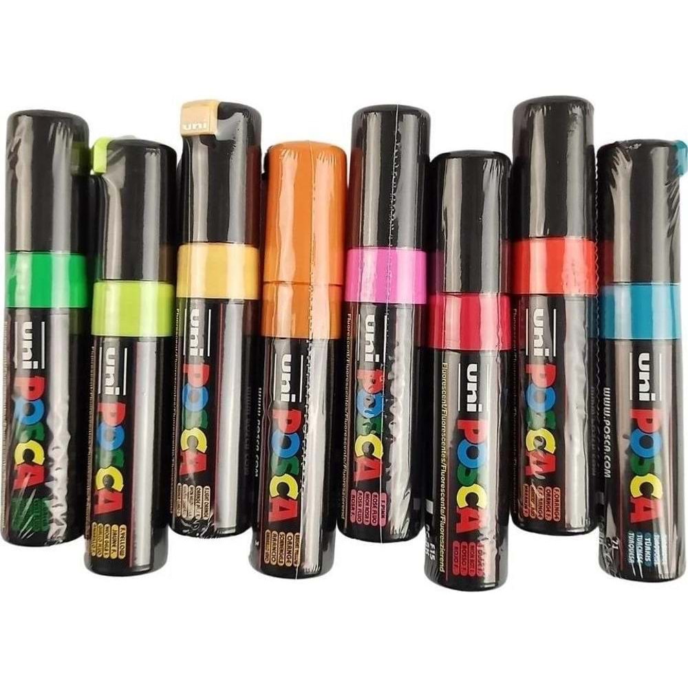 Uni-Ball Posca 8.0 Su Bazlı Poster Markörü Ana Renkler 7+1 PC-8K 8P