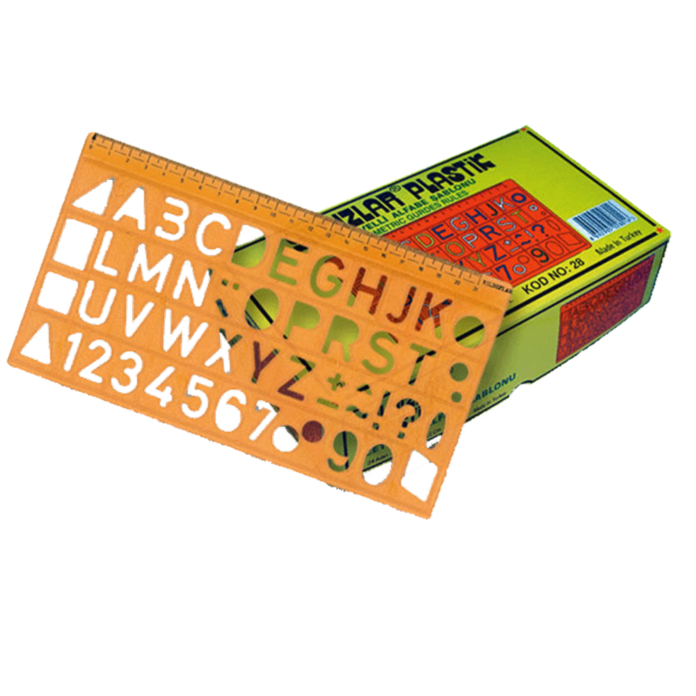 Yıldızlar Yazı Şablonu Harf Cetvelli Geniş 22 CM 28 (1 Adet)