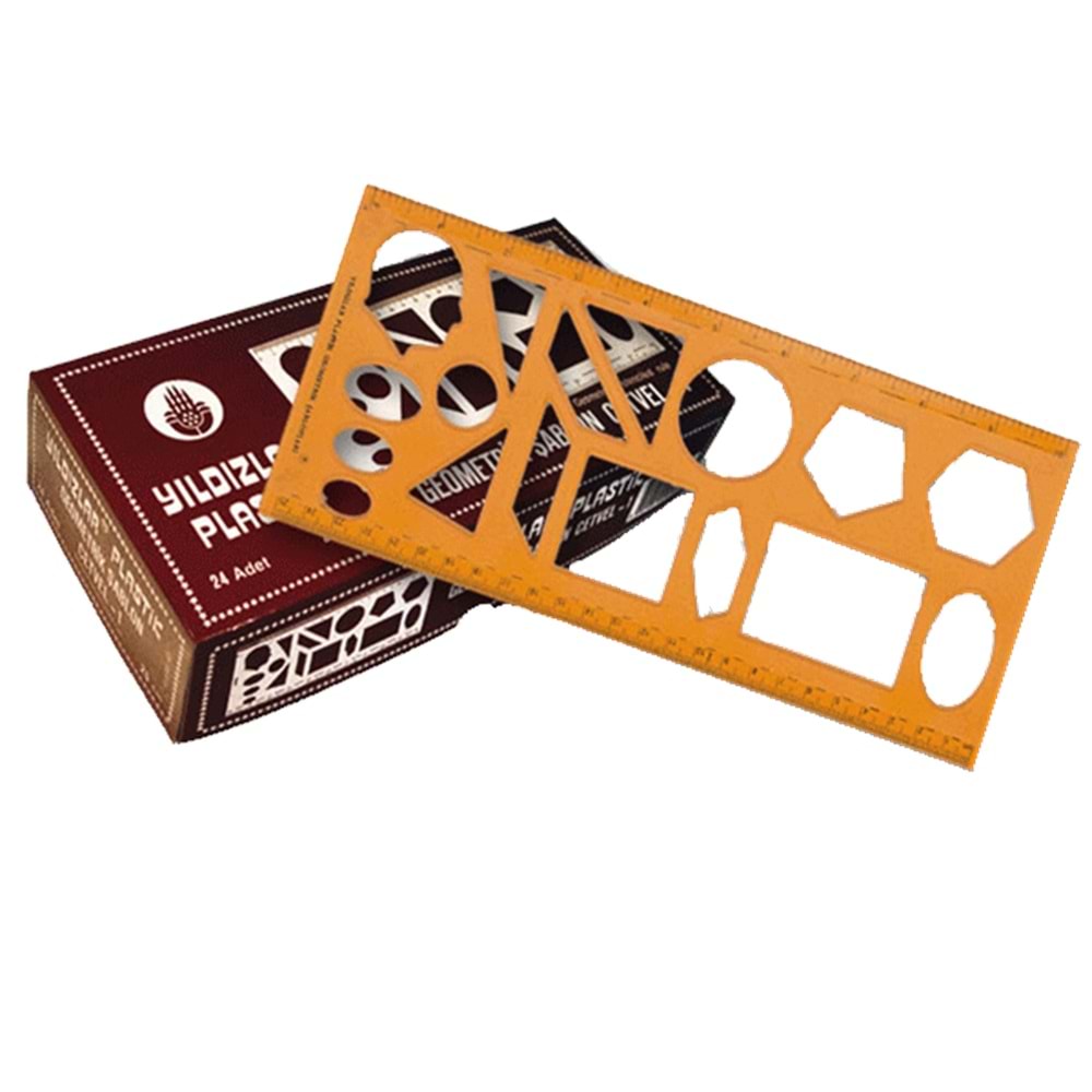 Yıldızlar Geometrik Şablon Cetvelli Atatürklü 25 CM 40 (1 Adet)