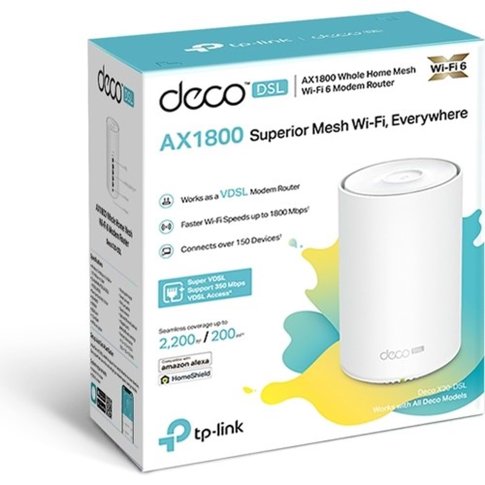 Tp-Link DECO X20-DSL 1Li Wi-Fi 6 AX1800 Tüm Evi Kapsayan Mesh Wifi Sistemi