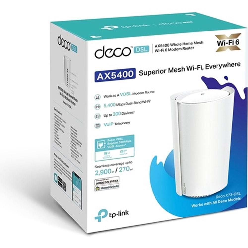 Tp-Link DECO X73-DSL 1Li AX5400 VDSL Bütün Ev Mesh Wi-Fi 6 Sistemi