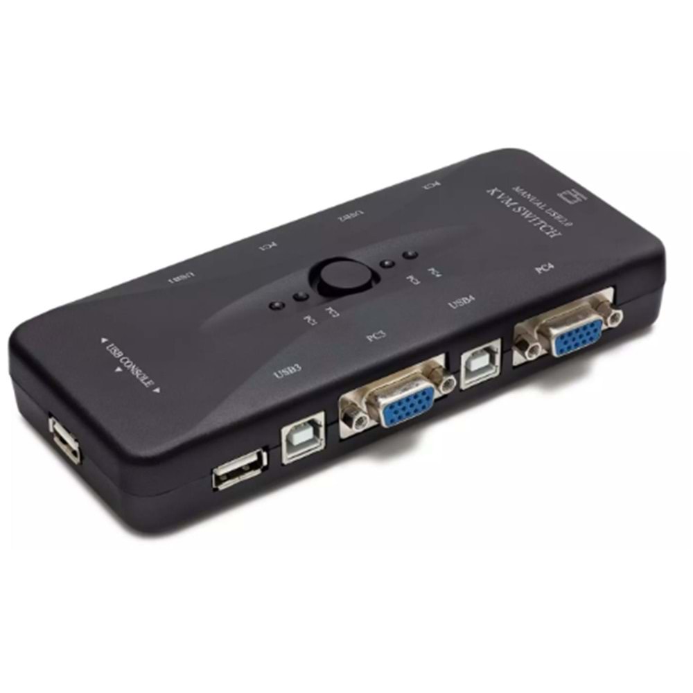 Hadron Hd230 Vga Usb Kvm Switch 4Giriş 1Çıkış Siyah 4 Farkı Bilgisayarı Tek Ekrana Bağlar