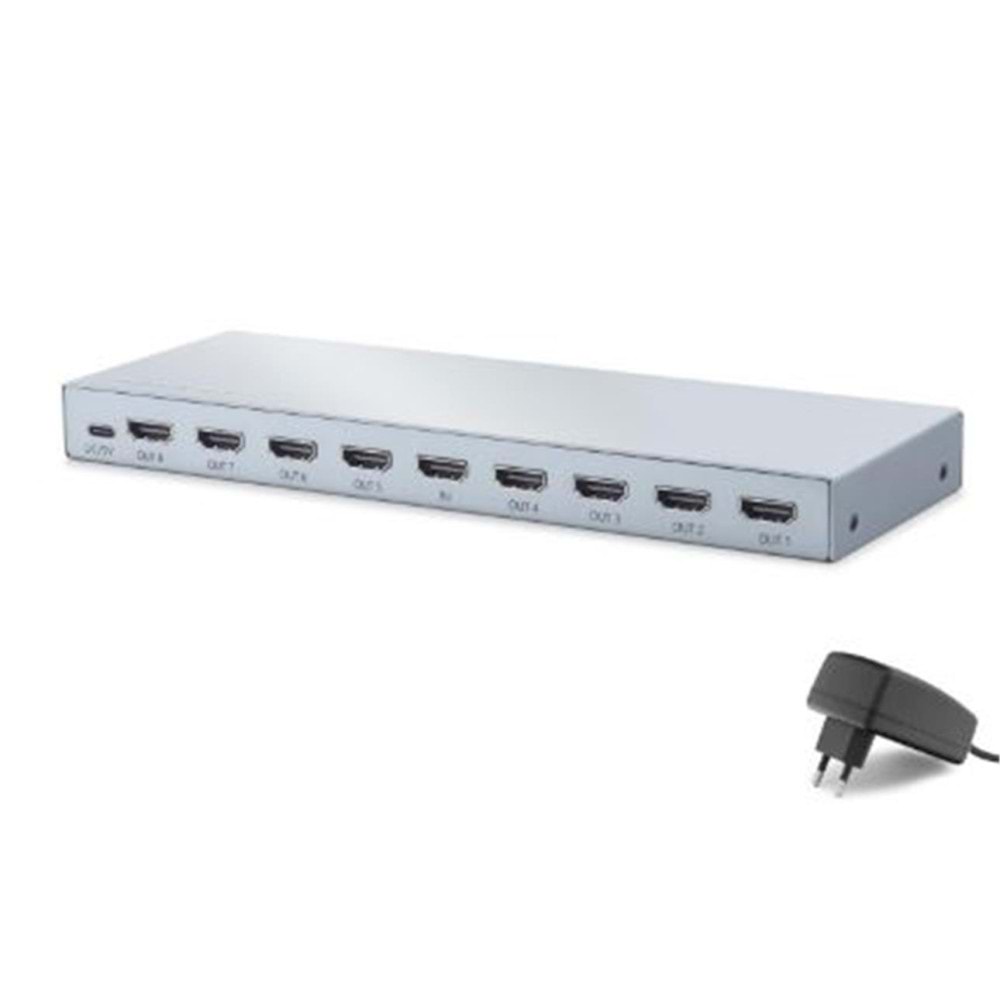 HADRON HDX1433 HDMI Splitter EDID 8K 60 Hz 1 Giriş 8 Çıkış Gri