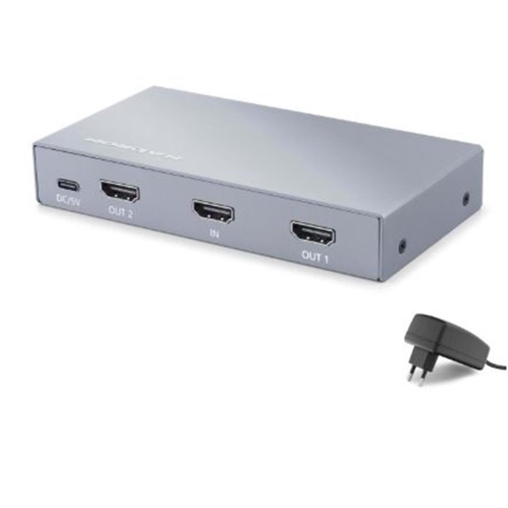 HADRON HDX1431 HDMI Splitter EDID 8K 60 Hz 1 Giriş 2 Çıkış Gri