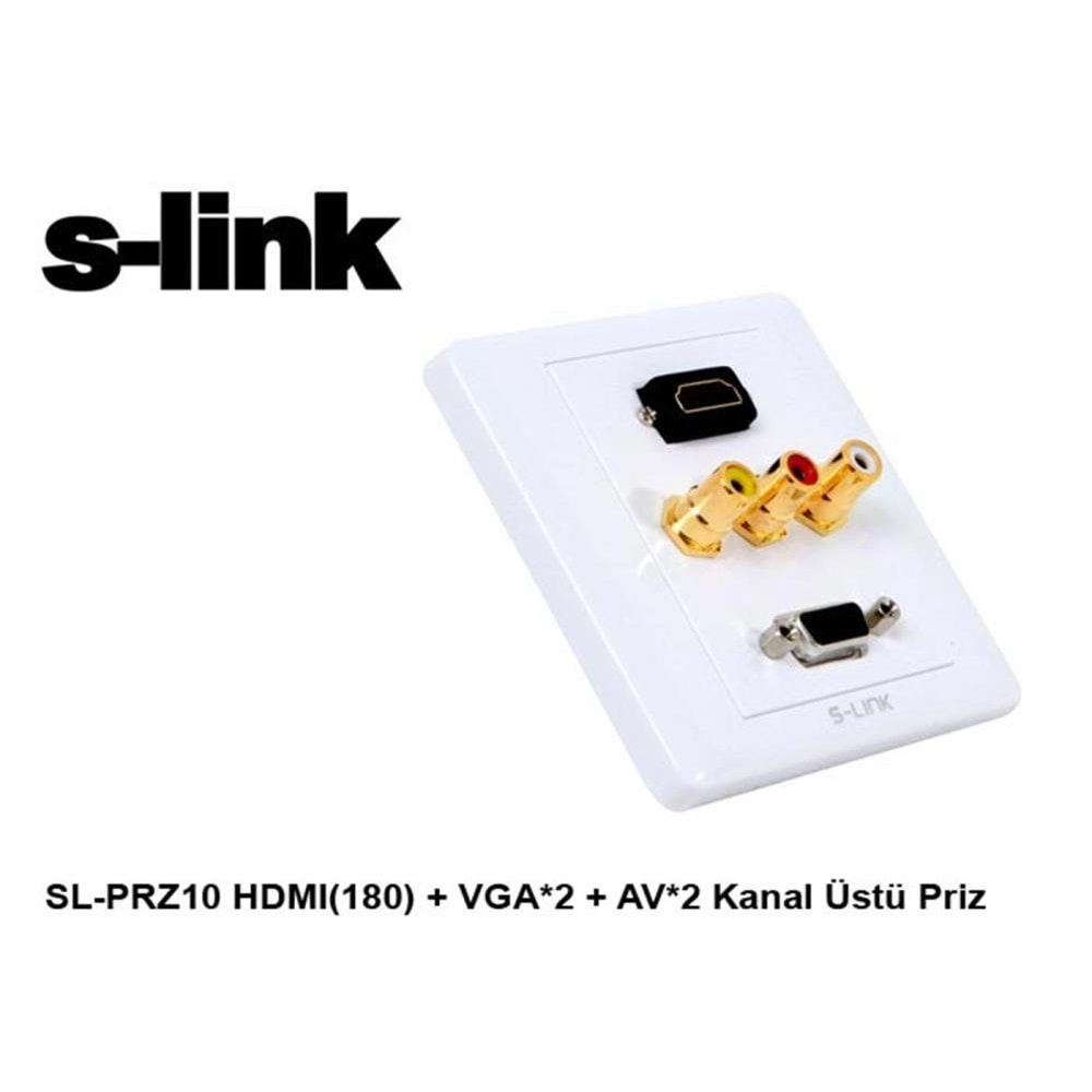 S-link SL-PRZ10 Hdmı(180) + vga-2 + av-2 Kanal Üst Priz