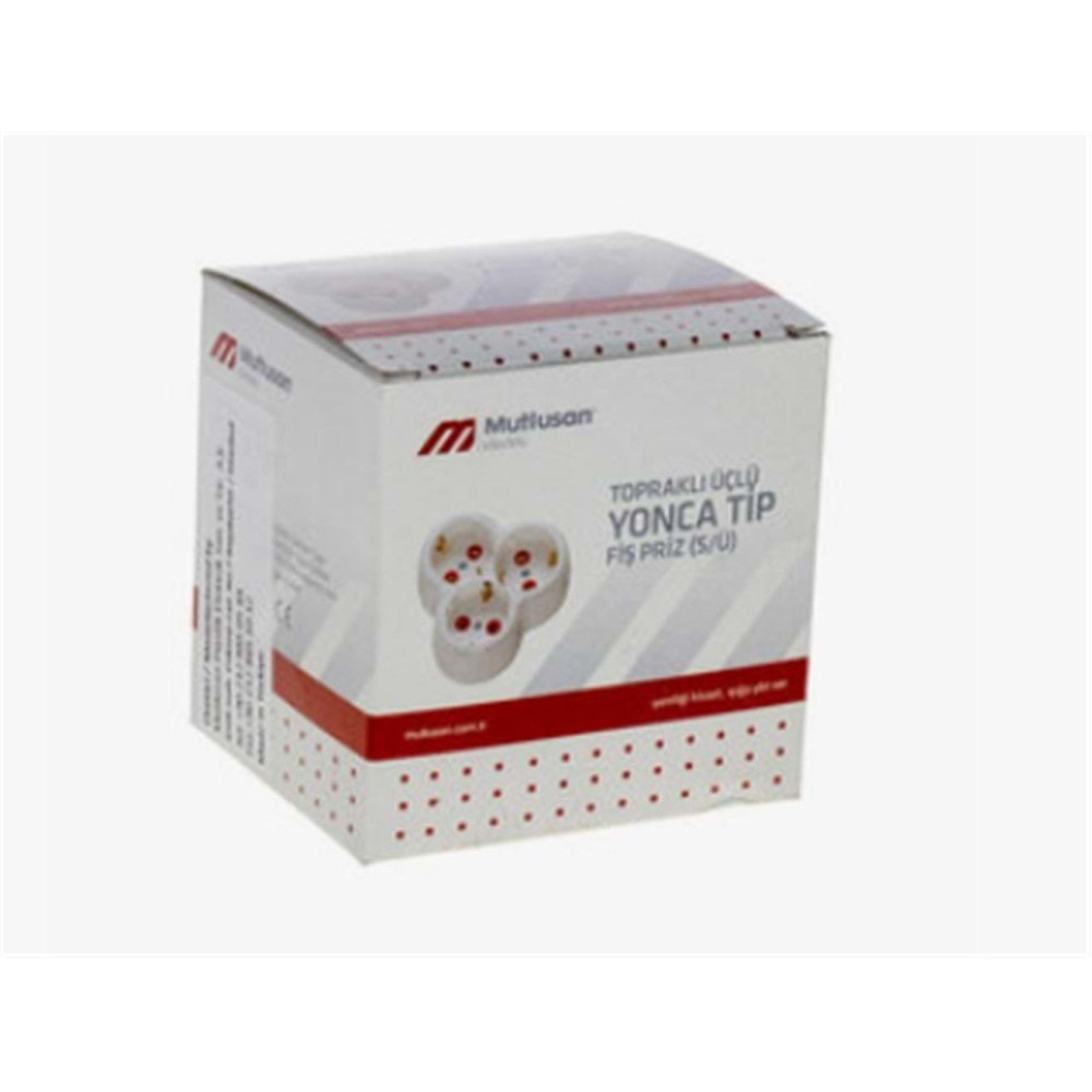 Mutlusan Topraklı Beyaz 3lü Fiş,Priz (Yonca Tip) 001 170 033002 00 00