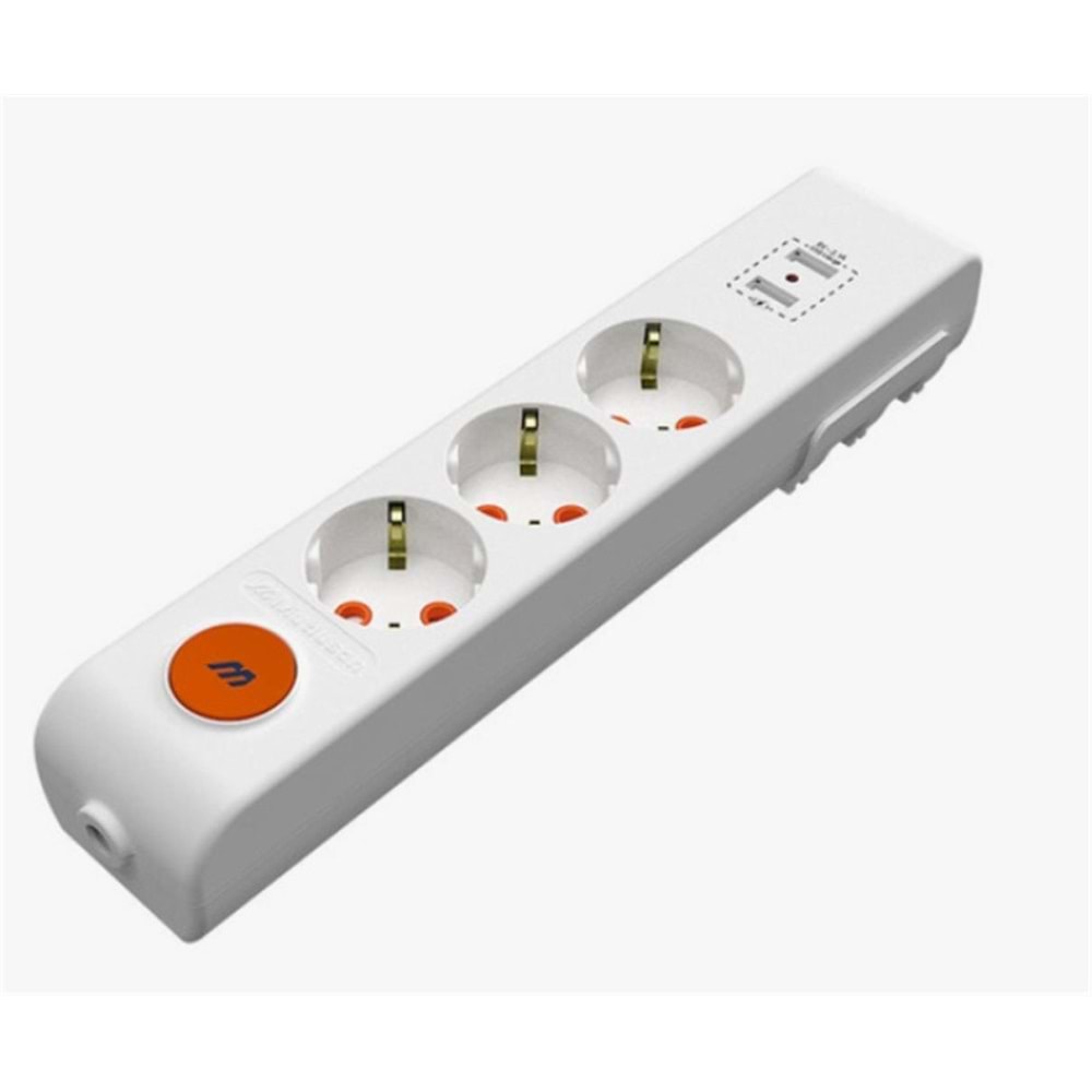 Mutlusan Rı-Tech 3lü 3mt Anahtarlı 1Usb+1Type-C ı Topraklı Grup Priz(Ç.K.) (001 175 350102 03 00)