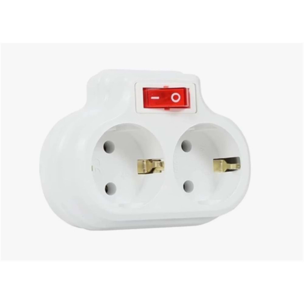 Mutlusan 2li Topraklı Anahtarlı Beyaz Fiş,Priz Düz Tip (001 170 033007 00 00 )