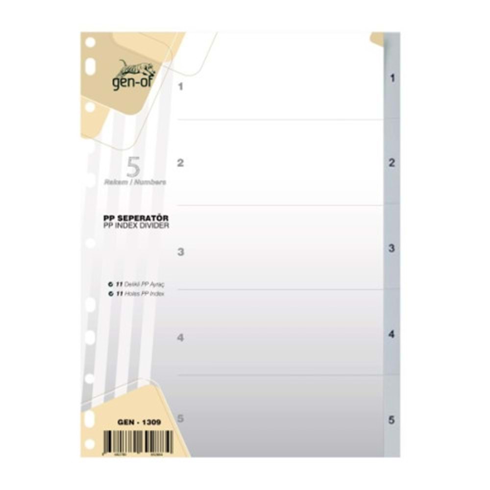 Gen-of Seperatör 1-5 Rakamlı Plastik A4