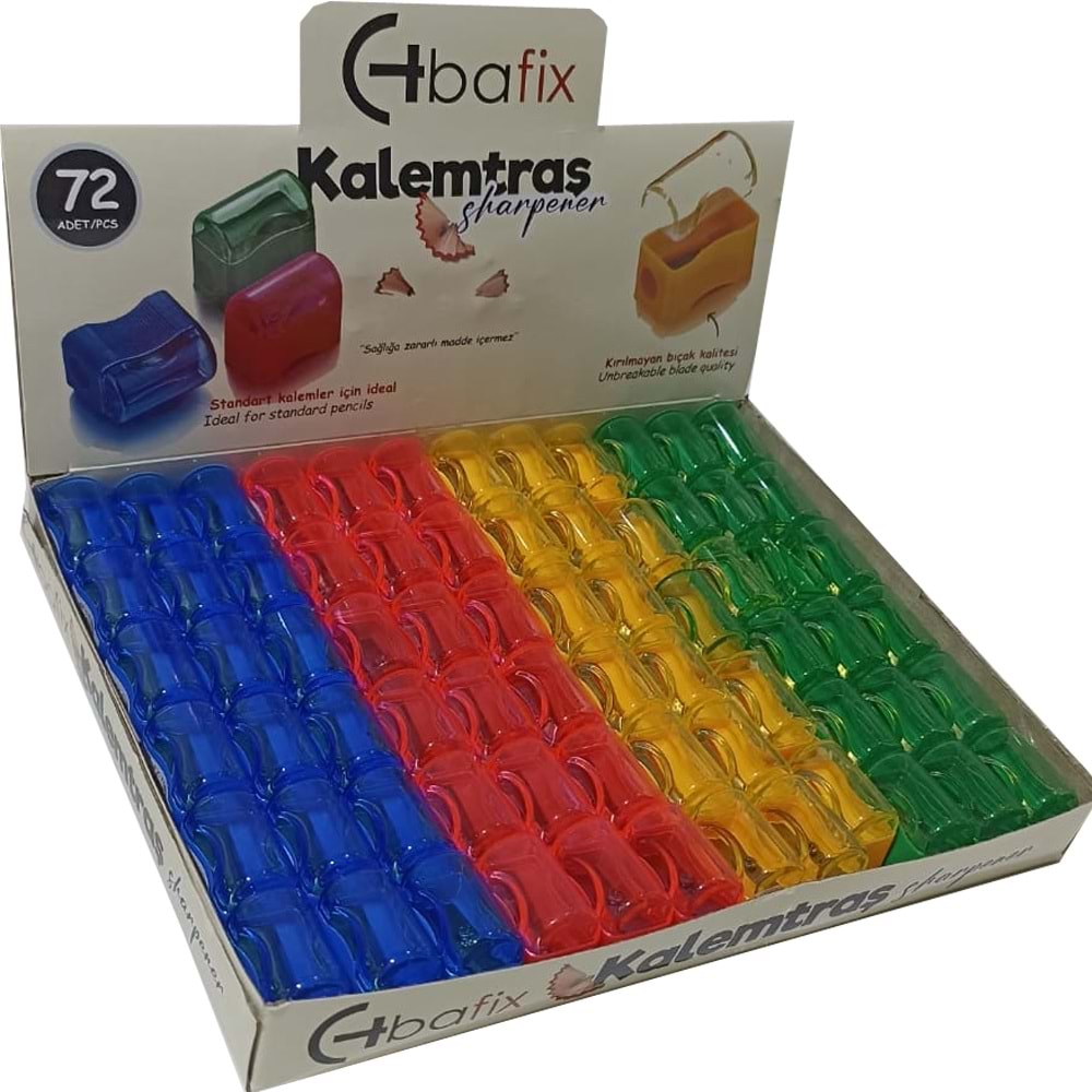Bafix Kalemtraş Plastik Tek Bölmeli Kapaklı Ts801 (1 Adet)